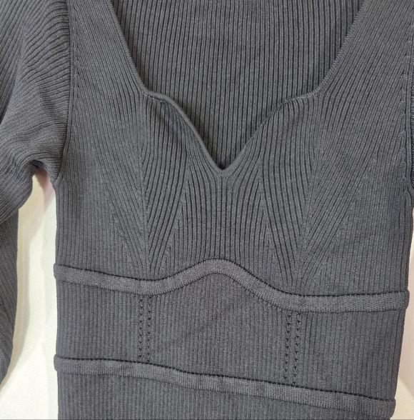 SELF-PORTRAIT Sweetheart-Neck Ribbed-Knit bodycon  Midi Dress - Picture 11 of 16